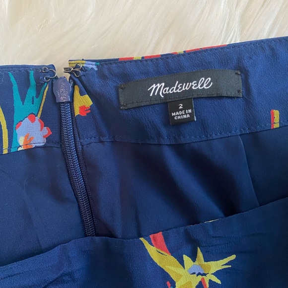 Madewell Bird of Paradise navy floral silk Atrium midi skirt, size 2 - Picture 8 of 11